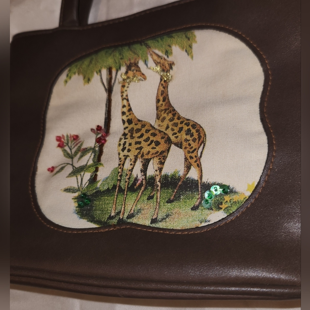 3 for $30* Giraffe Safari Brown Handbag - Picture 2 of 7